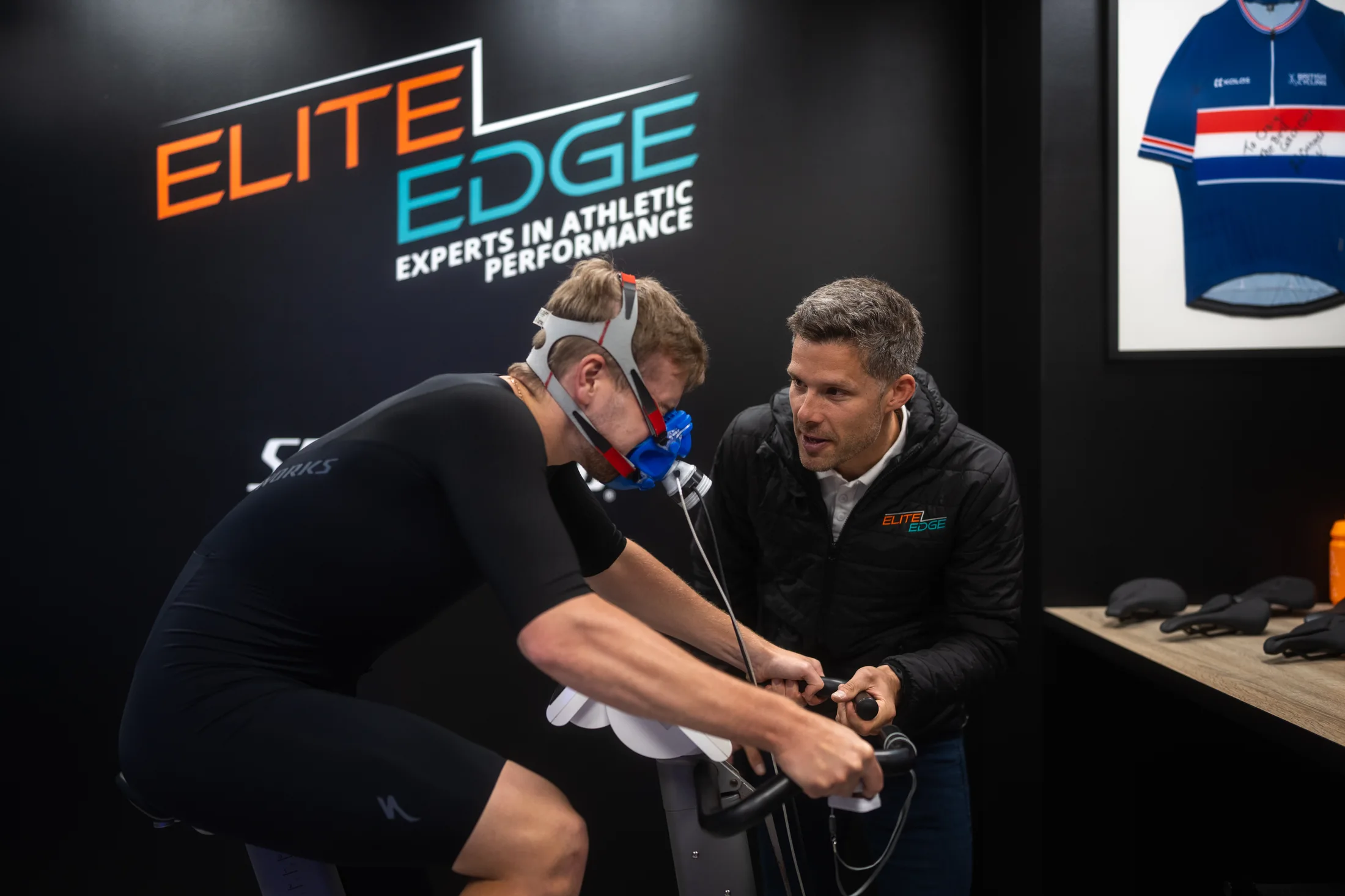 An athlete completing a cycling performance test with Craig at Elite Edge